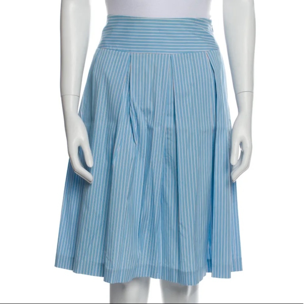 Theory striped pleated skirt knee length high waisted light weight